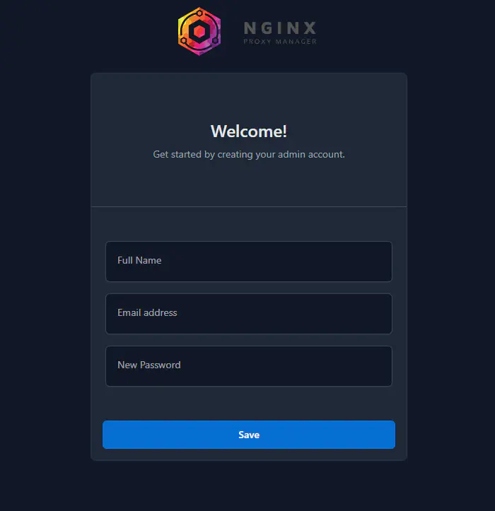 Nginxのセットアップ画面